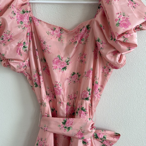 LoveShackFancy Pink Ruched Ruffled Mini Dress - Picture 7 of 7